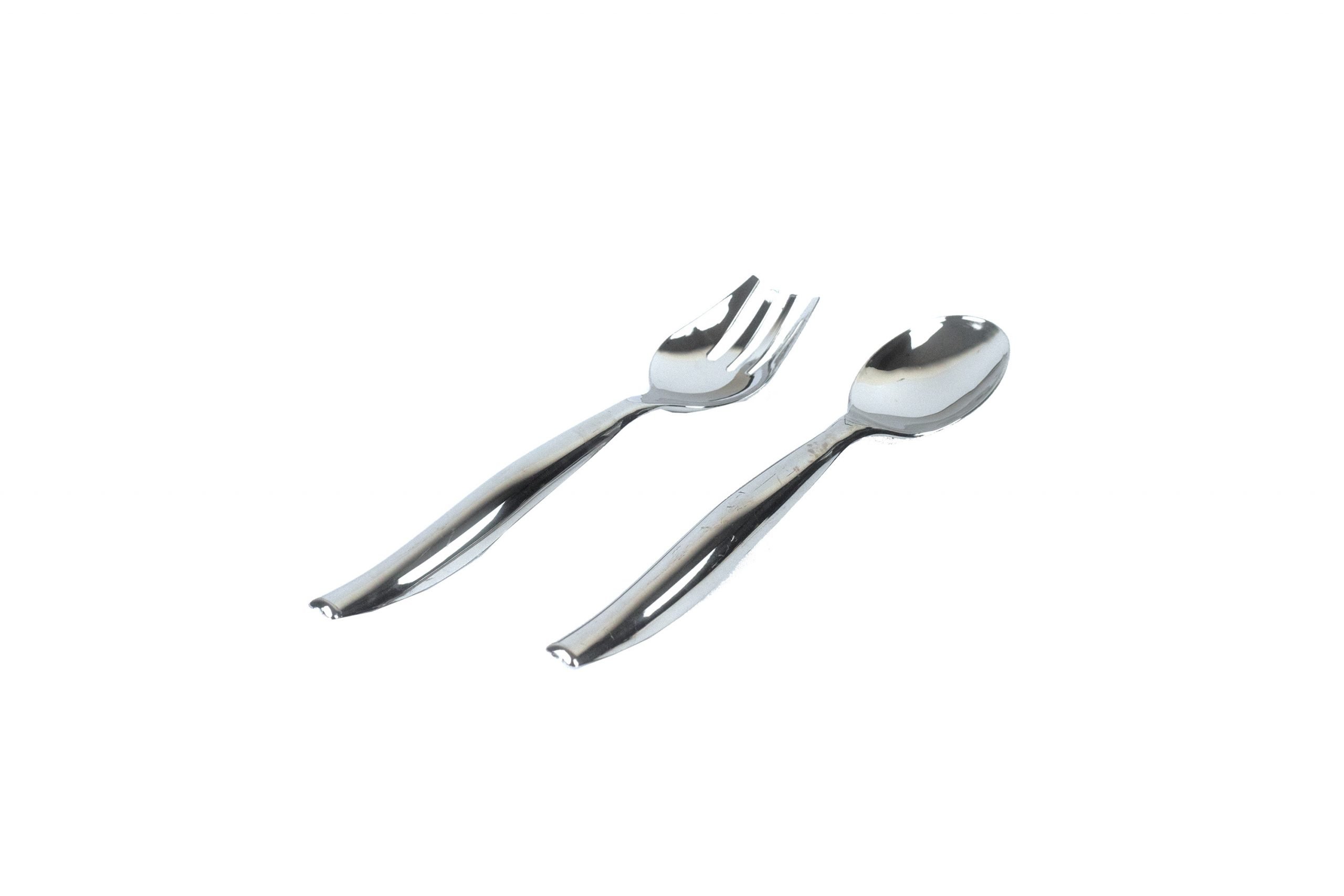 245mm Stainless Steel Look-Alike Salad Servers Pk2