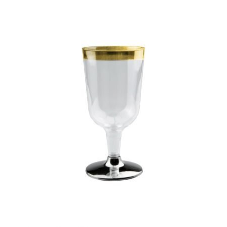 200ml Wine Glass With Gold Rim Clear Base