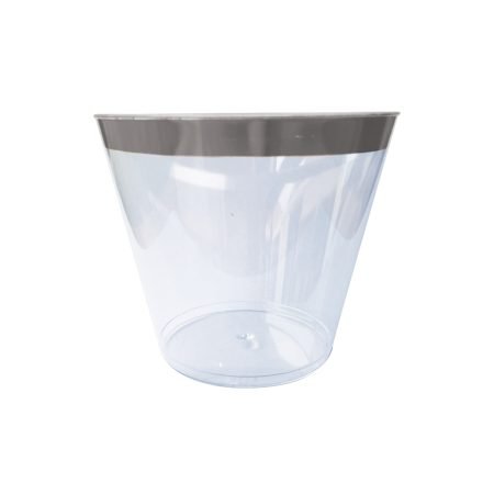 250mL Clear Hard Plastic Tumbler With Silver Rim