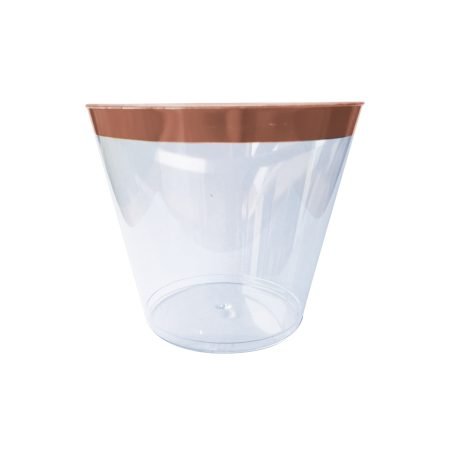 250mL Clear Hard Plastic Tumbler With Rose Gold Rim