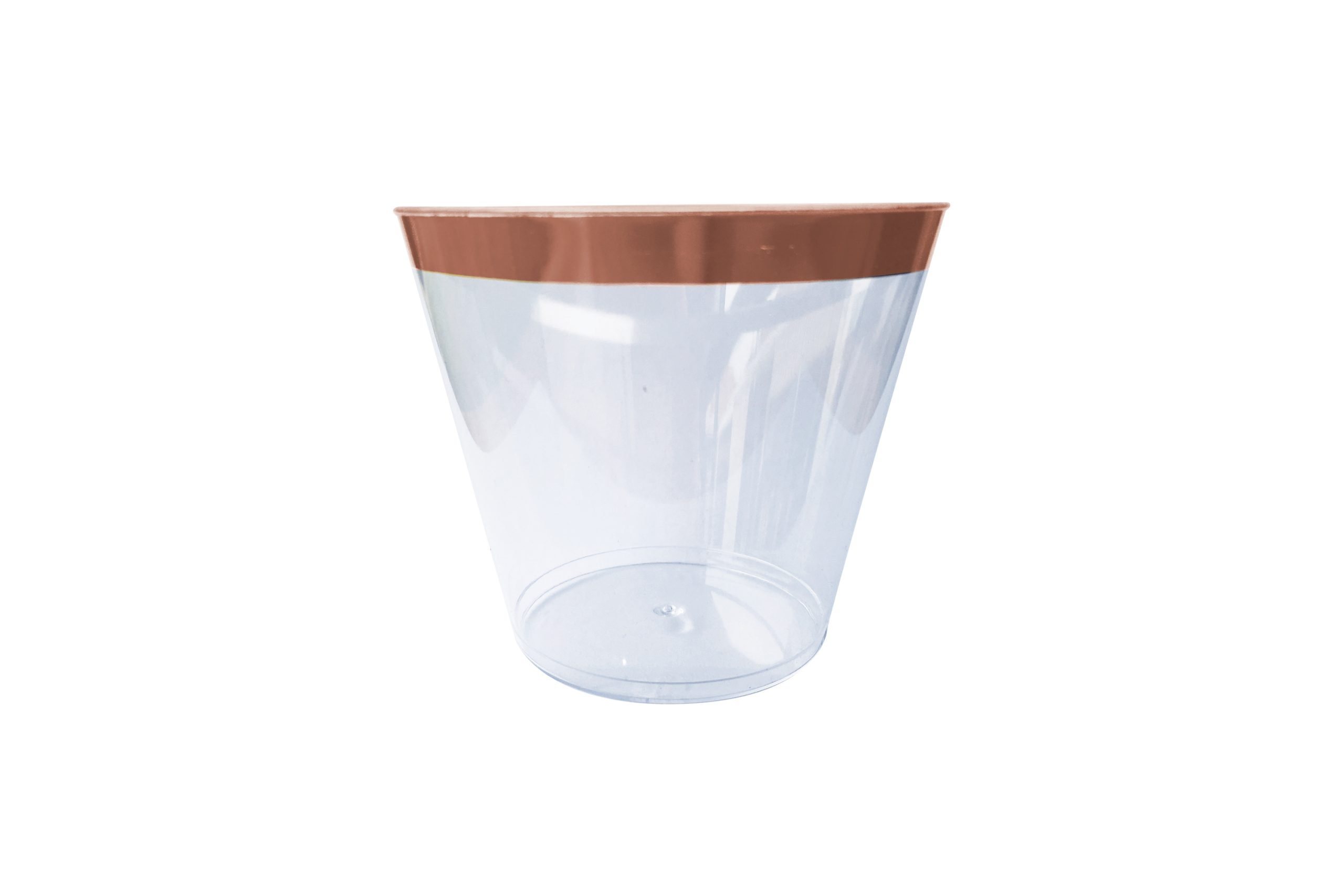250mL Clear Hard Plastic Tumbler With Rose Gold Rim