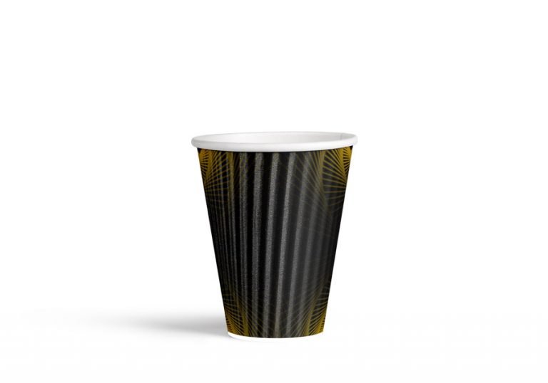 12oz (350mL) Black Triple Wall “Ripple” Coffee Cup - Partyware Pty Ltd