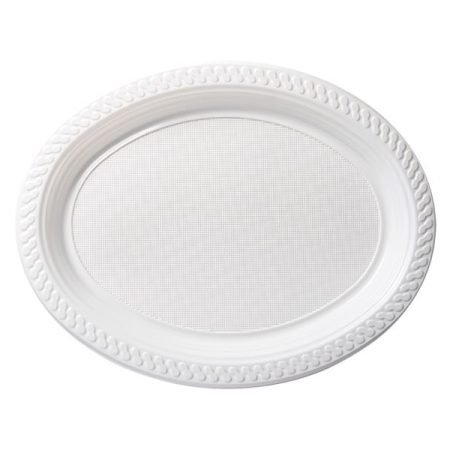 315mm x 255mm Reusable Oval Plate White Pk25