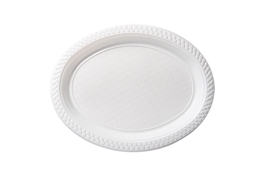 315mm x 255mm Reusable Oval Plate White Pk25