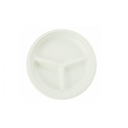 260mm Round Plate Sugar Cane 3 compartment