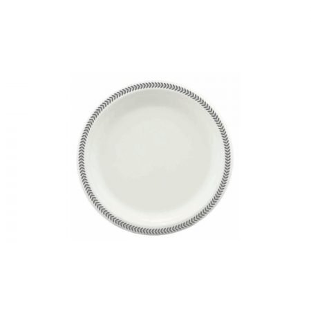 180mm Plate Sugar Cane Printed Rim Silver Leaf