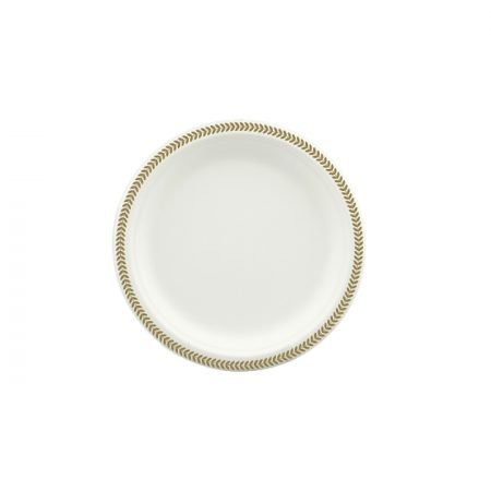 230 mm Plate Sugar Cane Printed Rim Gold Leaf