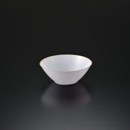 110mm White Salad Bowl with Gold or Silver Rim
