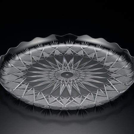 305mm Clear Round Tray Diamond Design