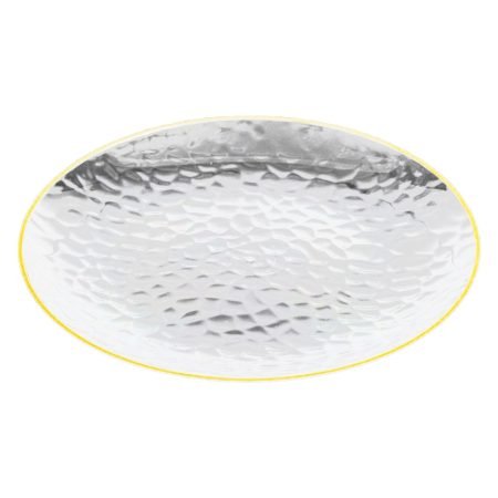 230mm Heavy Duty Clear Dimple Plate with Gold Rim