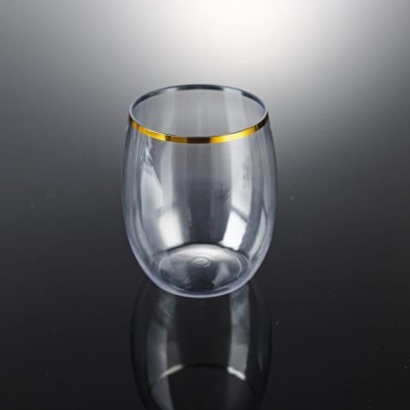 350mL Stemless Wine Glass with Gold Rim