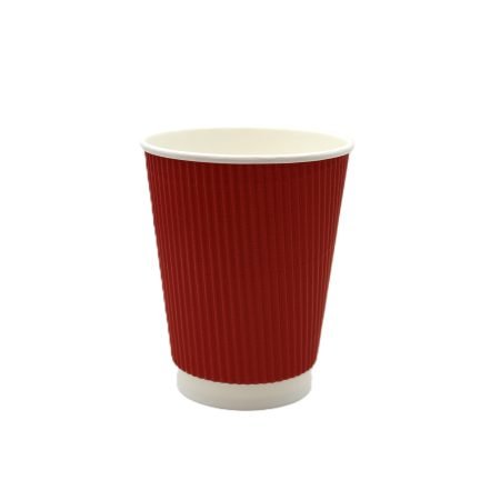12oz (350mL) FSC Triple Wall Ripple Paper Cup Red