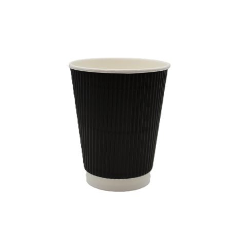 12oz (350mL) FSC Triple Wall Ripple Paper Cup Black