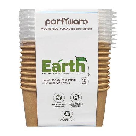 1000mL Rectangular Aqueous Disposable Container w/PP Lid Pk10