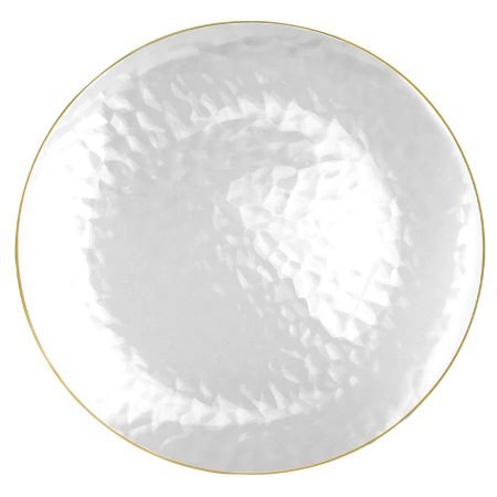 250mm Heavy Duty Clear Dimple Plate With Gold Rim Pk10