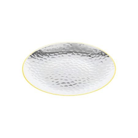 180mm Heavy Duty Clear Dimple Plate with Gold Rim
