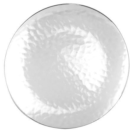 300mm Heavy Duty Clear Dimple Plate With Silver Rim Pk3