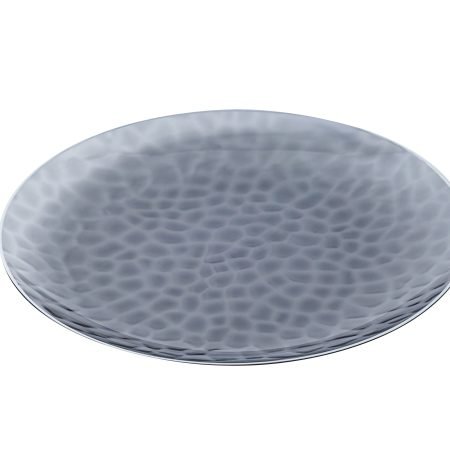 230mm Heavy Duty Black Dimple Plate With Silver Rim Pk10