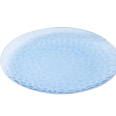 230mm Heavy Duty Blue Dimple Plate With Silver Rim Pk10