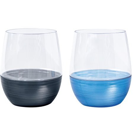 350mL Stemless Wine Glass Asst Cols Pk1