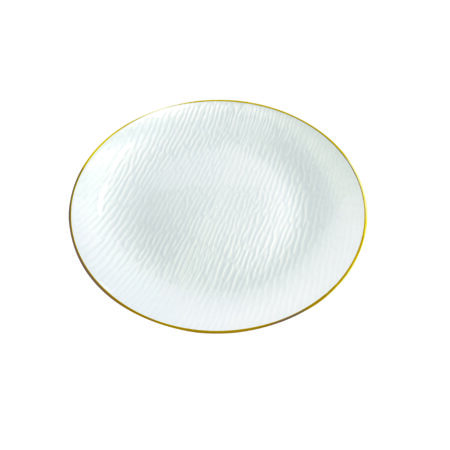 220mm Heavy Duty White Plate With Gold Rim Pk10