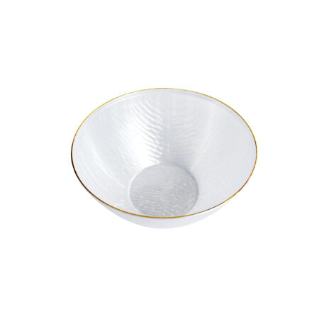 148mm x 68mm Heavy Duty White Bowl With Gold Rim Pk10