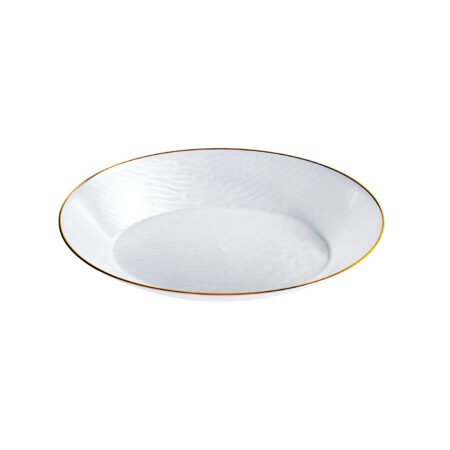 155mm x 98mm x 30mm Heavy Duty White Oval Bowl With Gold Rim Pk10