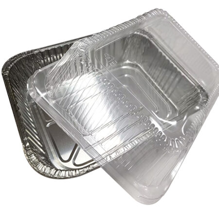 206mm x 206mm x 45mm Square Foil Tray with Plastic Lid Pk3