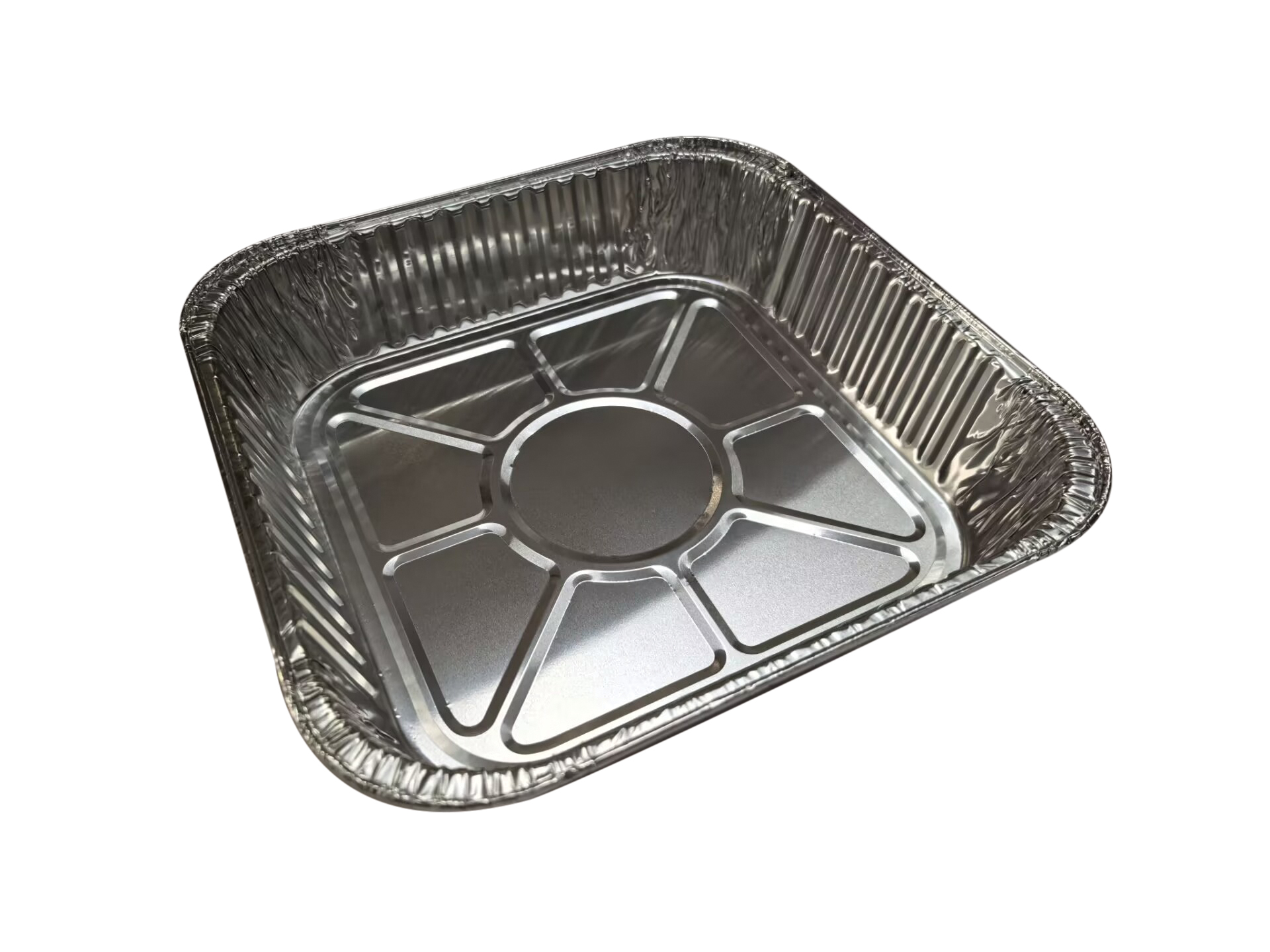 Square Foil Tray with Plastic Lid Pk3. The dimensions are 206mm x 206mm x 45mm.
