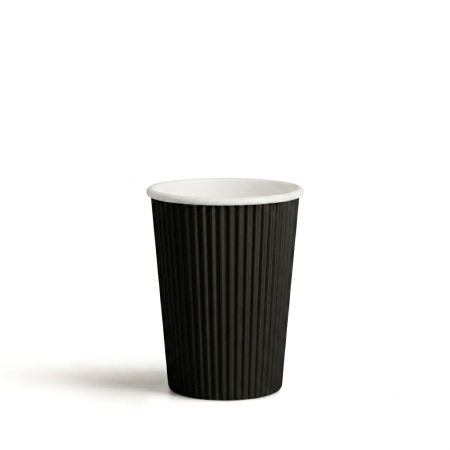 250mL/8oz FSC Aqueous Black Triple Wall Ripple Paper Coffee Cup Pk25