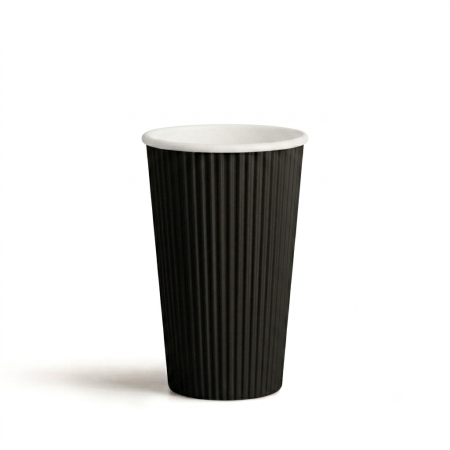 350mL/12oz FSC Aqueous Black Triple Wall Ripple Coffee Cup Pk25