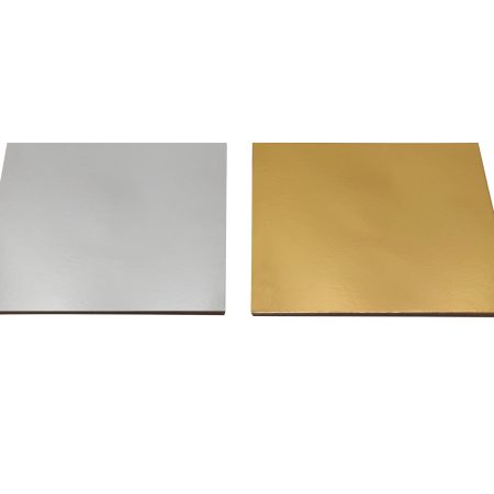 300mm FSC Cake Board Square Gold/Silv Pk2