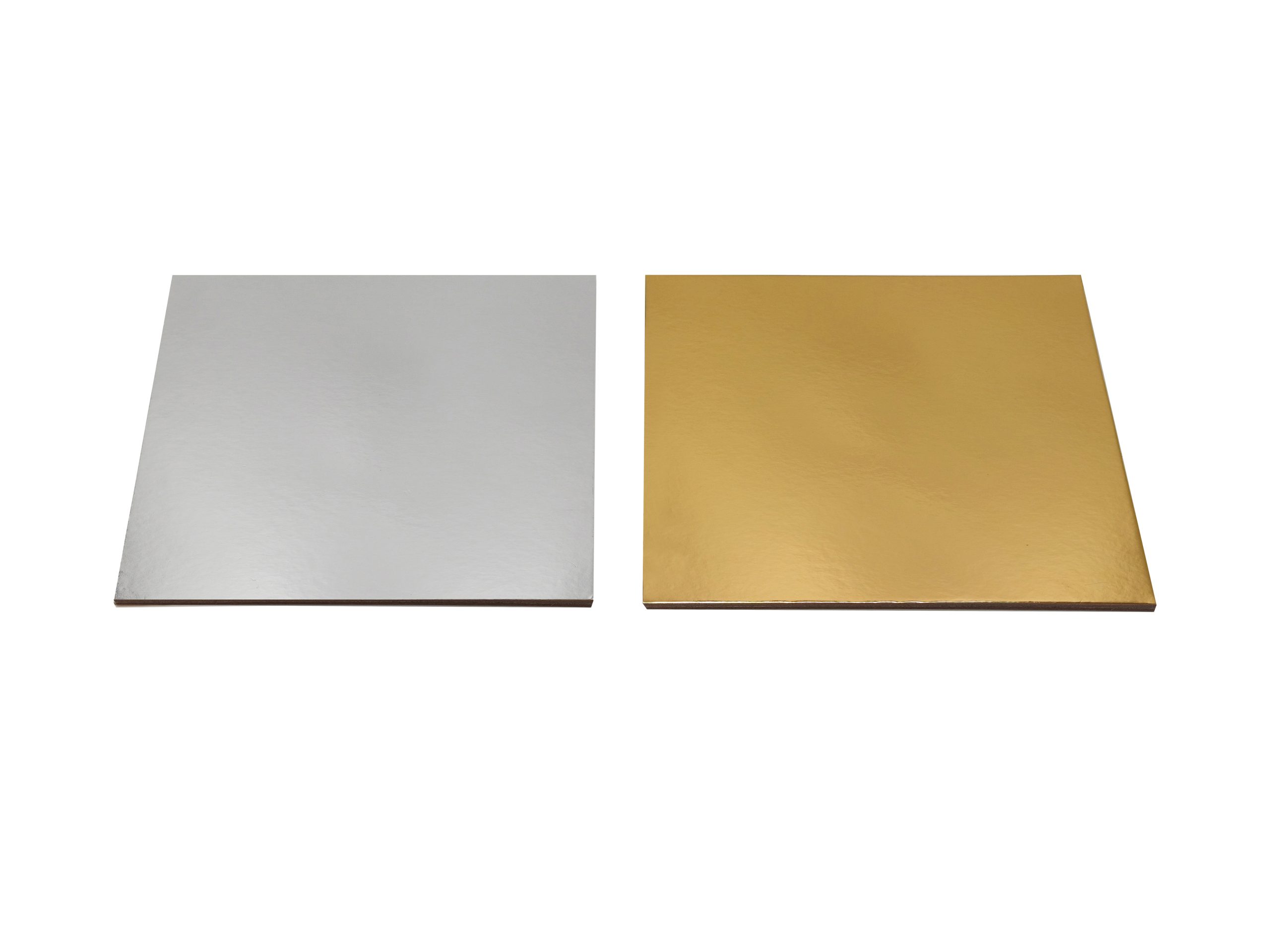 300mm FSC Cake Board Square Gold/Silv Pk2