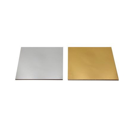 150mm FSC Cake Board Square Gold/Silv Pk4