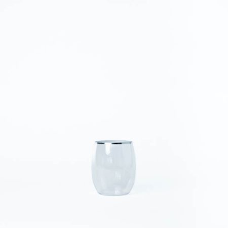 325mL Stemless Wine Glass Silver Rim Pk1
