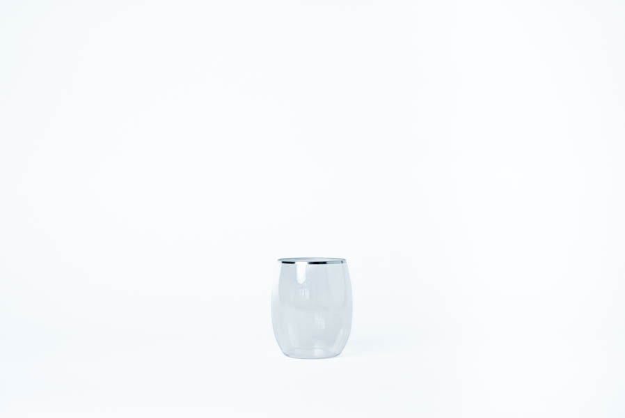325mL Stemless Wine Glass Silver Rim Pk1