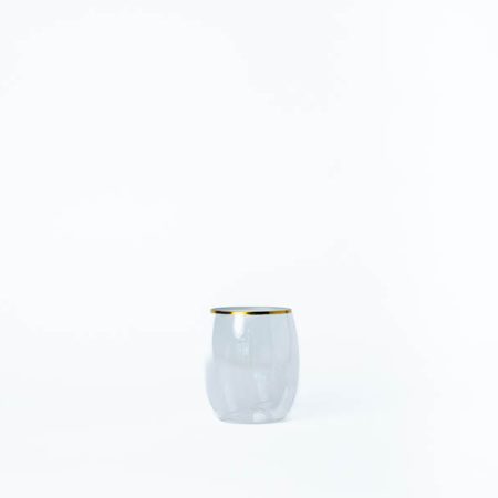 325mL Stemless Wine Glass Gold Rim Pk1