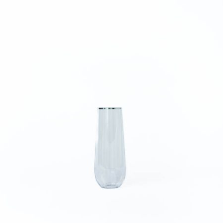 250mL Stemless Champagne Glass Silver Rim Pk1