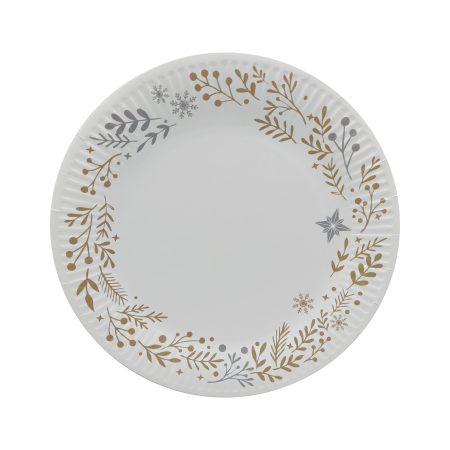 230mm FSC Dinner Plate Xmas Gold/Silv Pk10