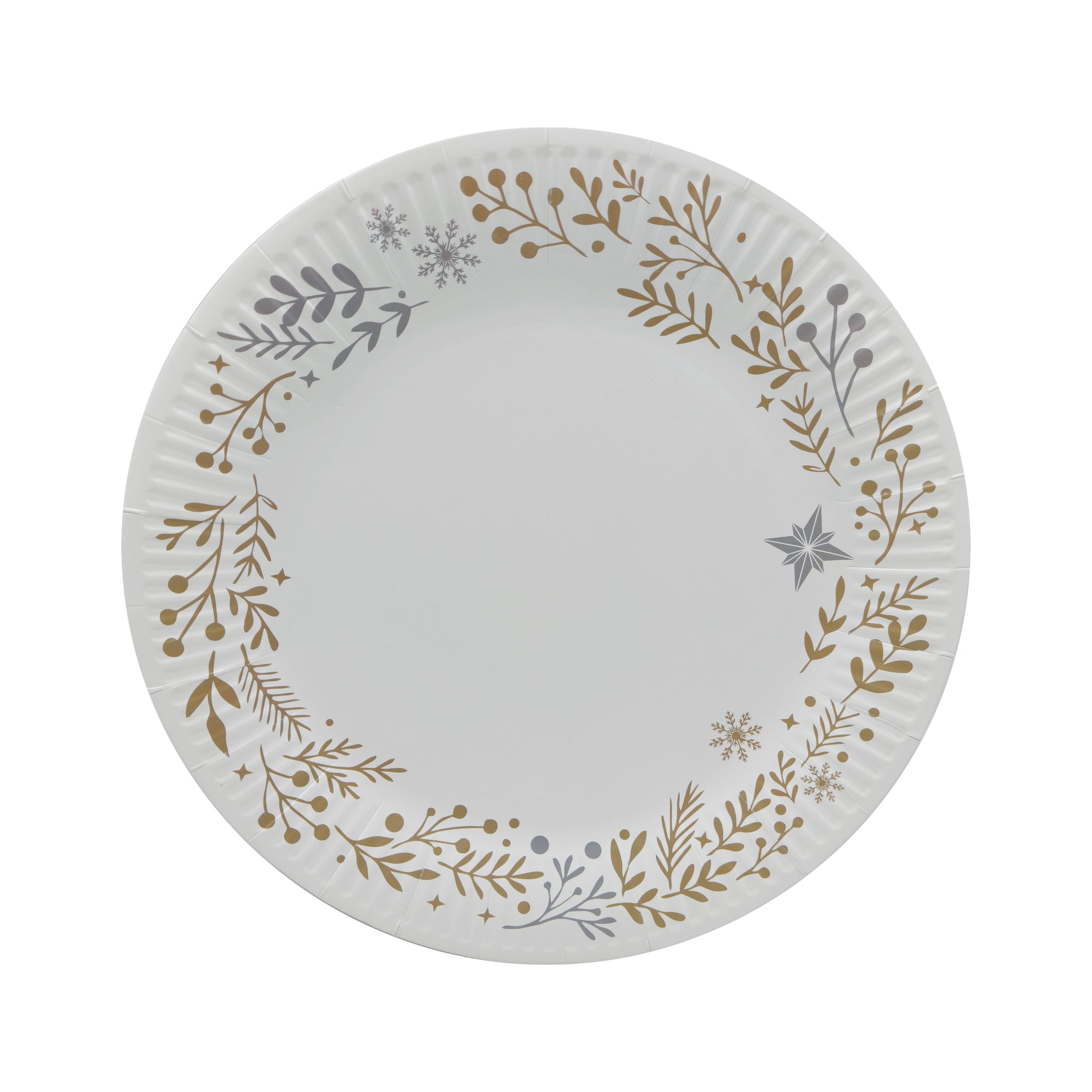 230mm FSC Dinner Plate Xmas Gold/Silv Pk10