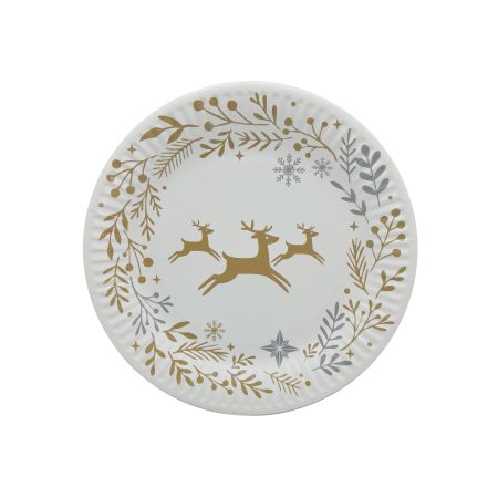 180mm FSC Snack Plate Xmas Gold/Silv Pk10