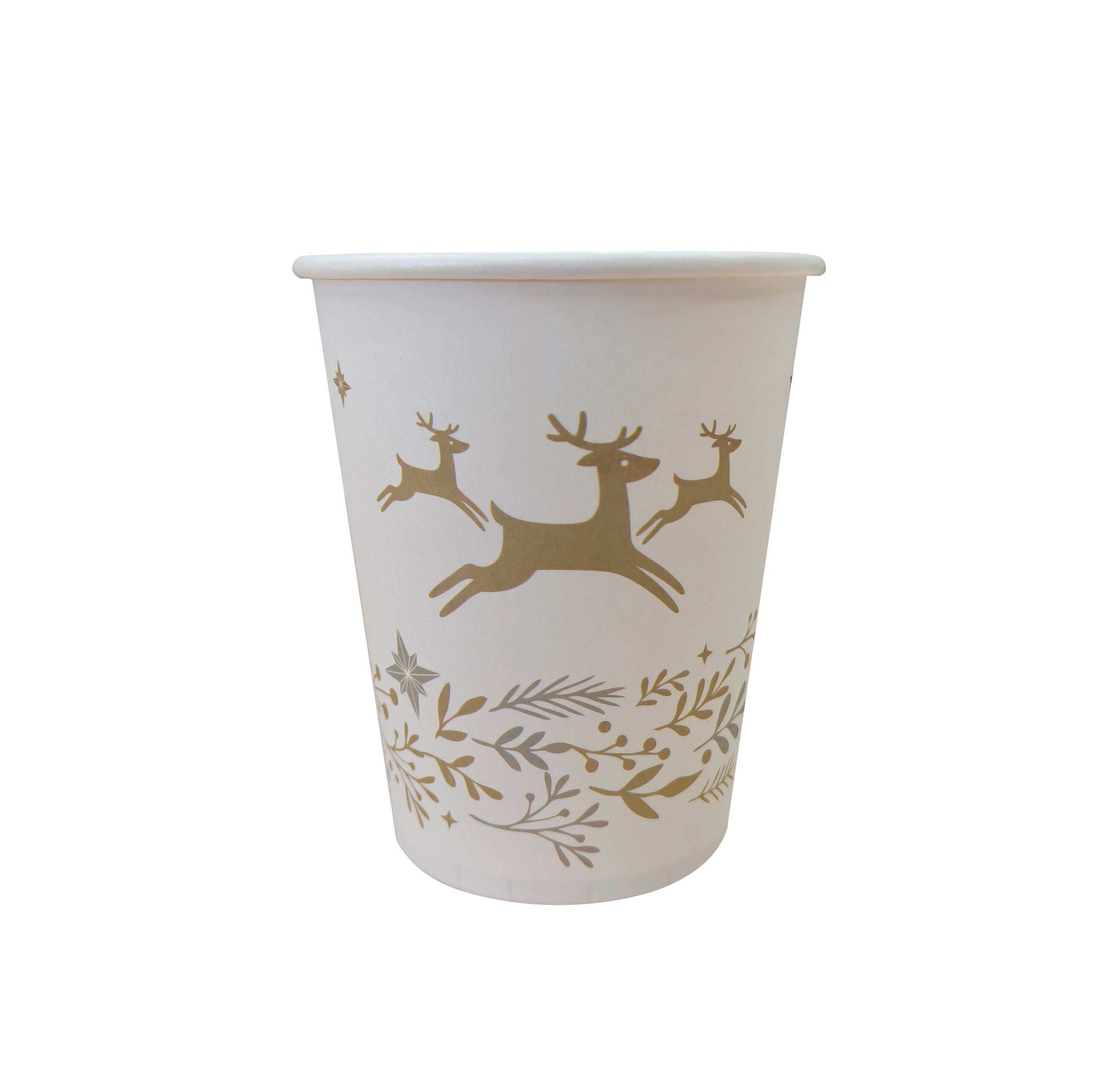 250mL FSC Aqueous Cup Xmas Gold/Silv Pk10