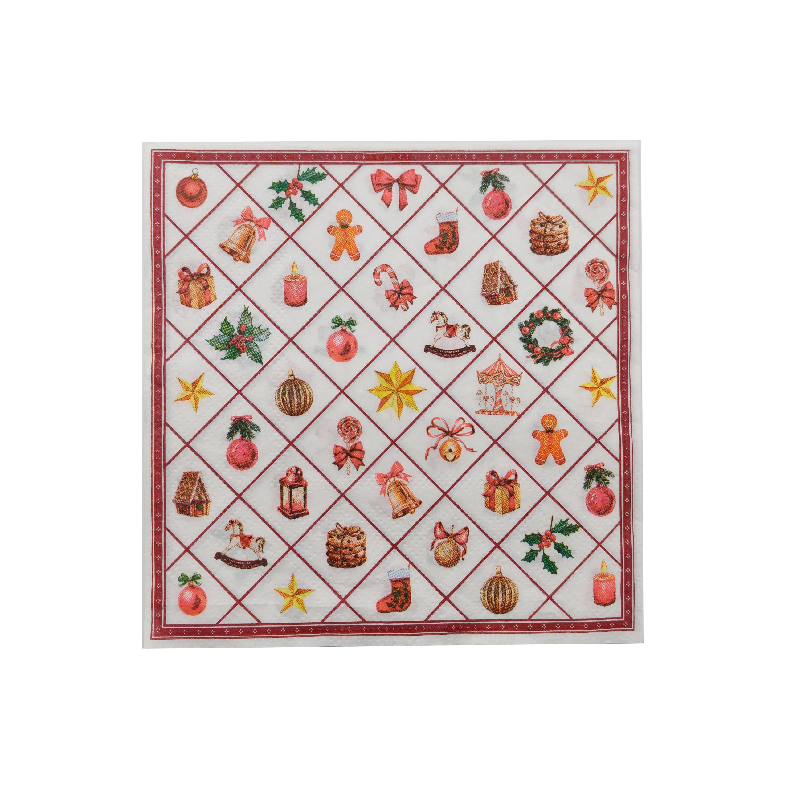 330mm FSC 2ply Lunch Napkin Xmas Red Pk20