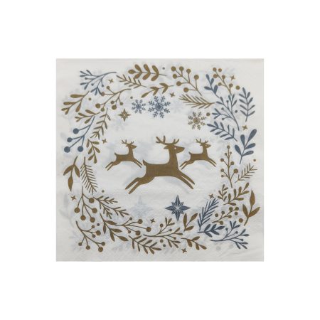 330mm FSC 2ply Lunch Napkin Xmas Gold/Silv Pk20